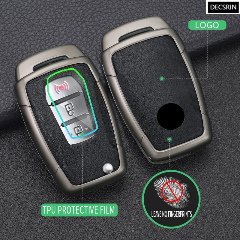 Zinc Alloy+ Leather Car Flip Key Case Cover Shell Fob For SsangYong Kyron 2 Sanka Actyon Korando Tivoli Protective Accessories