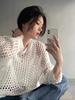 2025 Women's Korean Knit Hollow-Out Sun Protection Cardigan - Summer Thin, Loose Long-Sleeve Design