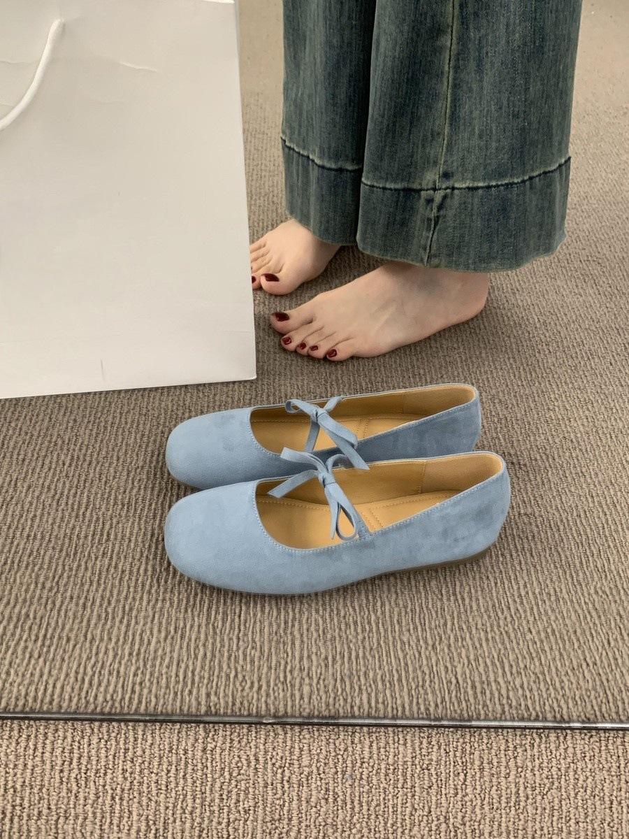 

Simple and versatile bow with suede Mary Jane shoes, night breeze is not tired, soft-soled ballet single shoes for women 38