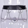 Gothic Waist Chain Alloy and PU Leather Body Chains with Rounded Circle Decor Body Straps Accessories for Women and Girl
