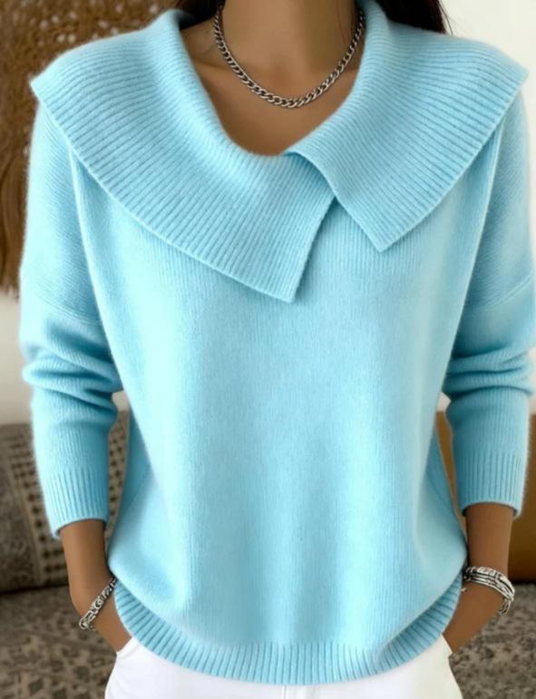 Women's Long Sleeve Doll Neck Knit Sweater