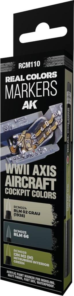 AK Interactive AK Real Color Marker WW2 Axis Cockpit Colors Set Markers for Models RCM110 3-Color Water-Based