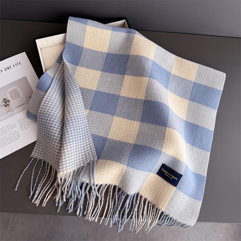 Luxury Plaid Scarf Winter Warm Cashmere Women Long Pashmina Foulard Female Scarves Lady Tassel Shawl Wraps  Design New