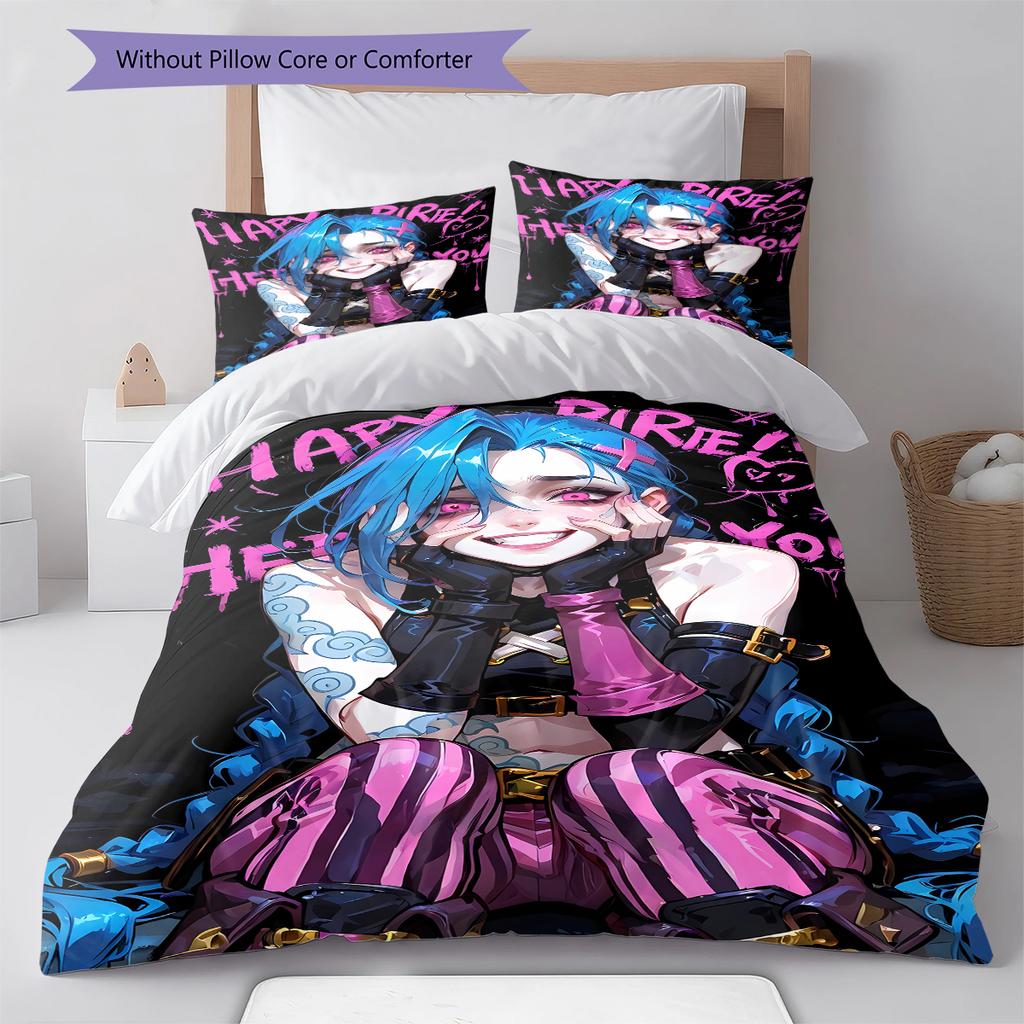 Jinx Pattern Bedding,Quilt Set Quilt Cover Pillowcase Home Birthday Gift (1 * Duvet Cover + 2 * Pillowcase, Without Core)
