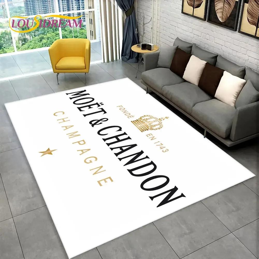 C-Champagne M-Moet & C-Chandon Teppich für Schlafzimmer Wohnzimmer Zuhause Sofa Dekoration, Kinderspiel Große Dekoration Bodenmatte Geschenk