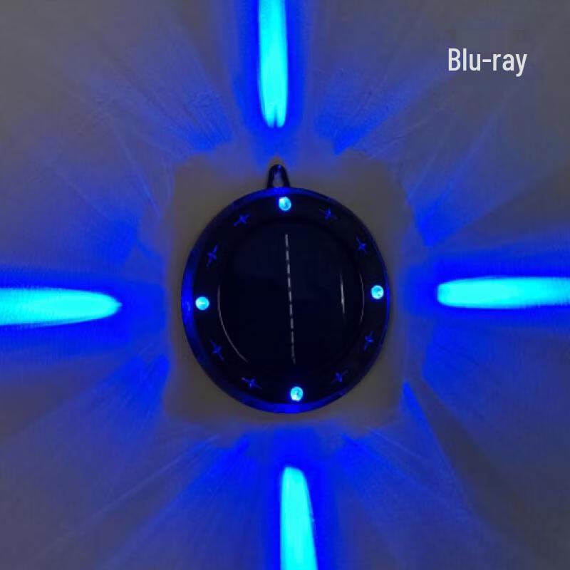 Nufeng Solar Powered Waterproof Wall Spotlight (2-Pack, Blue Light)