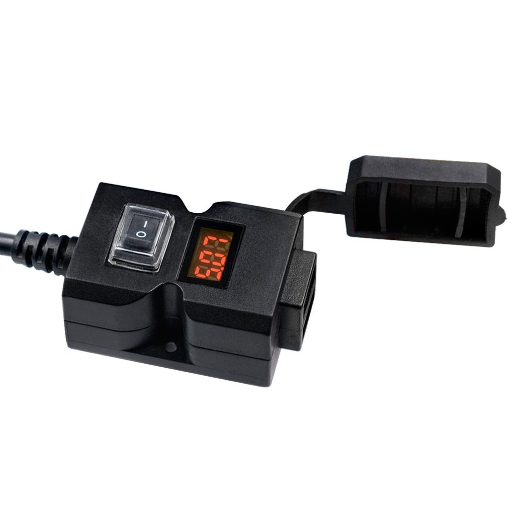 Motorcycle Electric Car USB Mobile Phone Charging Waterproof Switch Integrated Handle Bar Rearview Mirror, 9-32V
