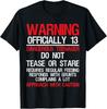 13 Years Old Warning Dangerous Teenager 13th Birthday T-Shirt Unisex T-Shirt