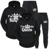 KING QUEEN Sweatshirt Set Men Women Casual Sports Two-piece Sweatpants