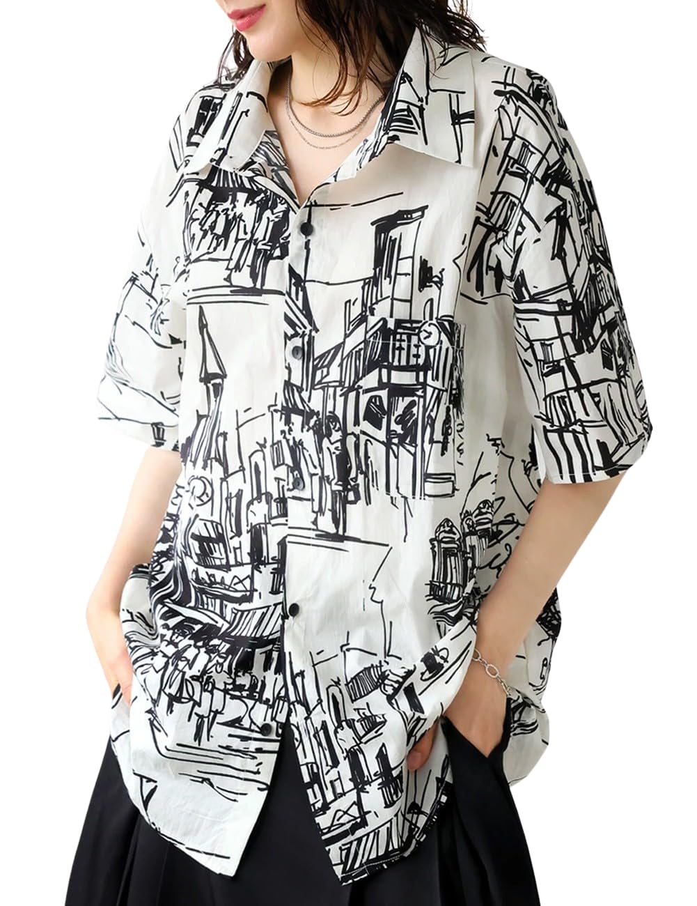 

Antiqua Art Print Short One Size Ivory Women s Shirt, Sleeve, 100% Cotton, ZE-01094, 28,