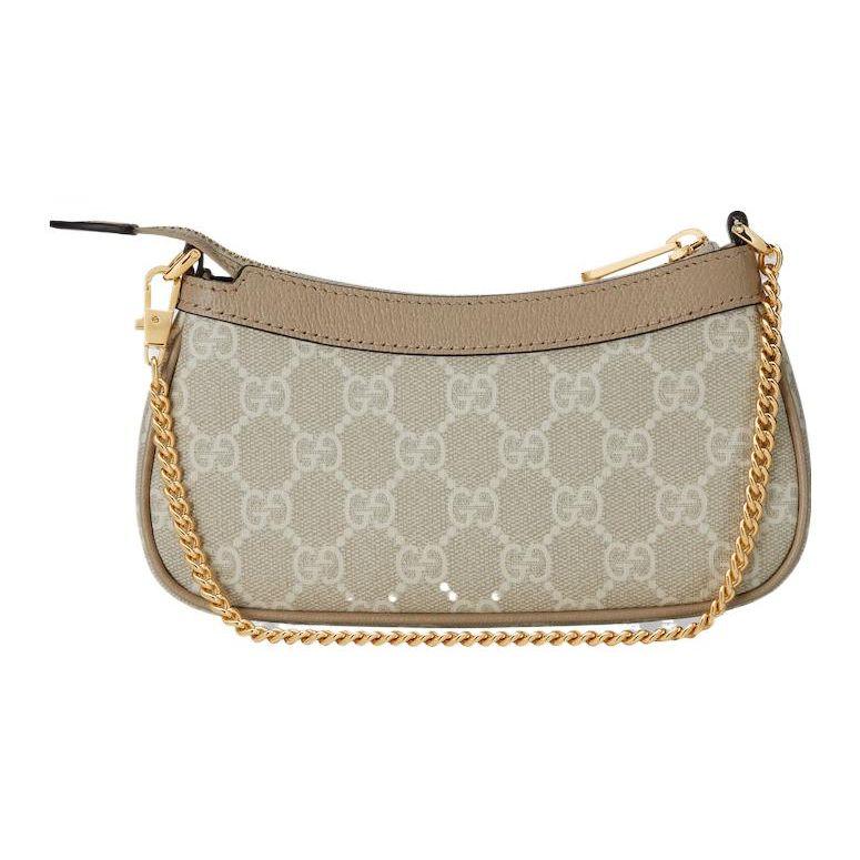 Gucci Ophidia Doppel G Logo Canvas Mini Umhängetasche Beige Braun Goldene Beschläge Kette Crossbody Tasche für Damen Tägliches Pendeln Einkaufen 764960-FACJT-9641