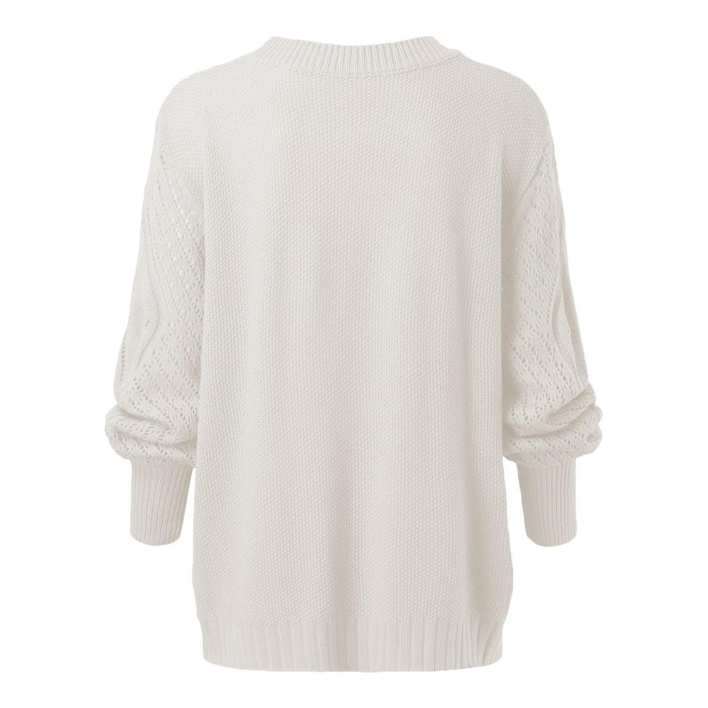 Damen Pullover Langarm Rundhals Zopfmuster Pullover Damen Tops