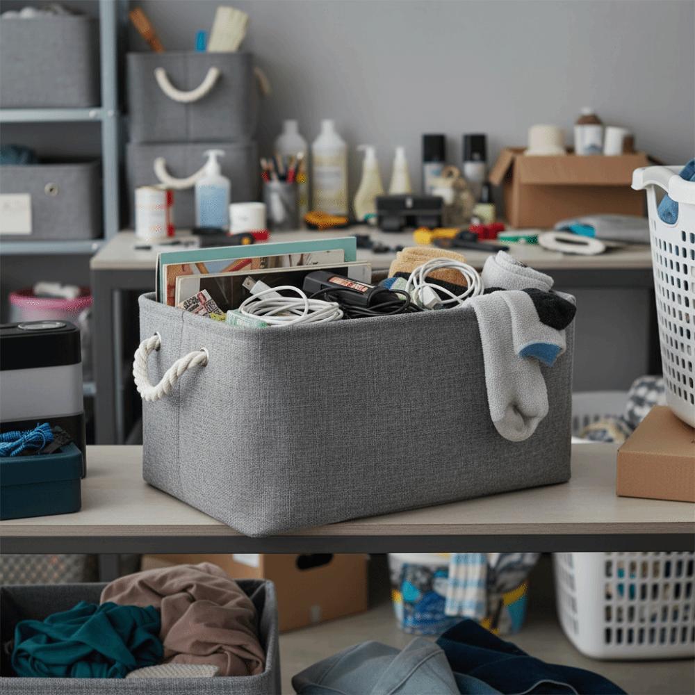 Portable Laundry Basket Rectangular Toys Storage Box Storage Bins Folding Storage Baskets  Closet