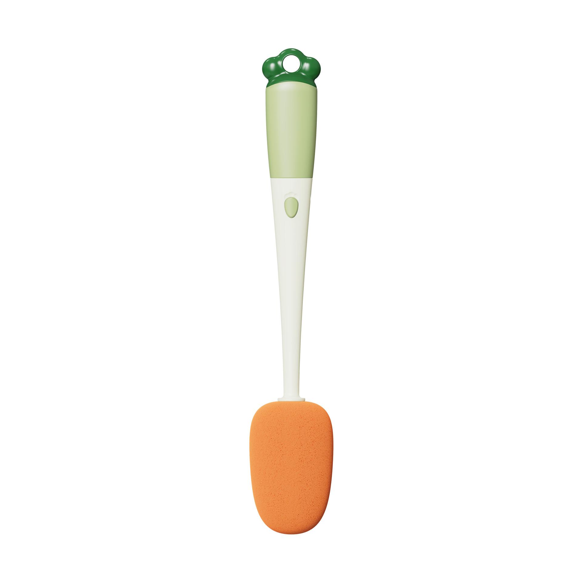 Carrot Shaped 3 In 1 Soft Bristle Cleaning Brush Long Handle Design For Baby Bottle Straw Cup Household Kitchen Cleaning Brush зелёный