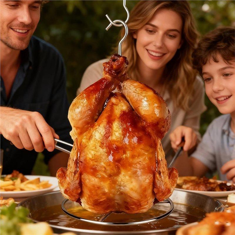 AAAF For Thanksgiving Day And More Turkey Fryer Rack Kit With Stainless Steel Vertical Chicken Skewer Lifter Hook