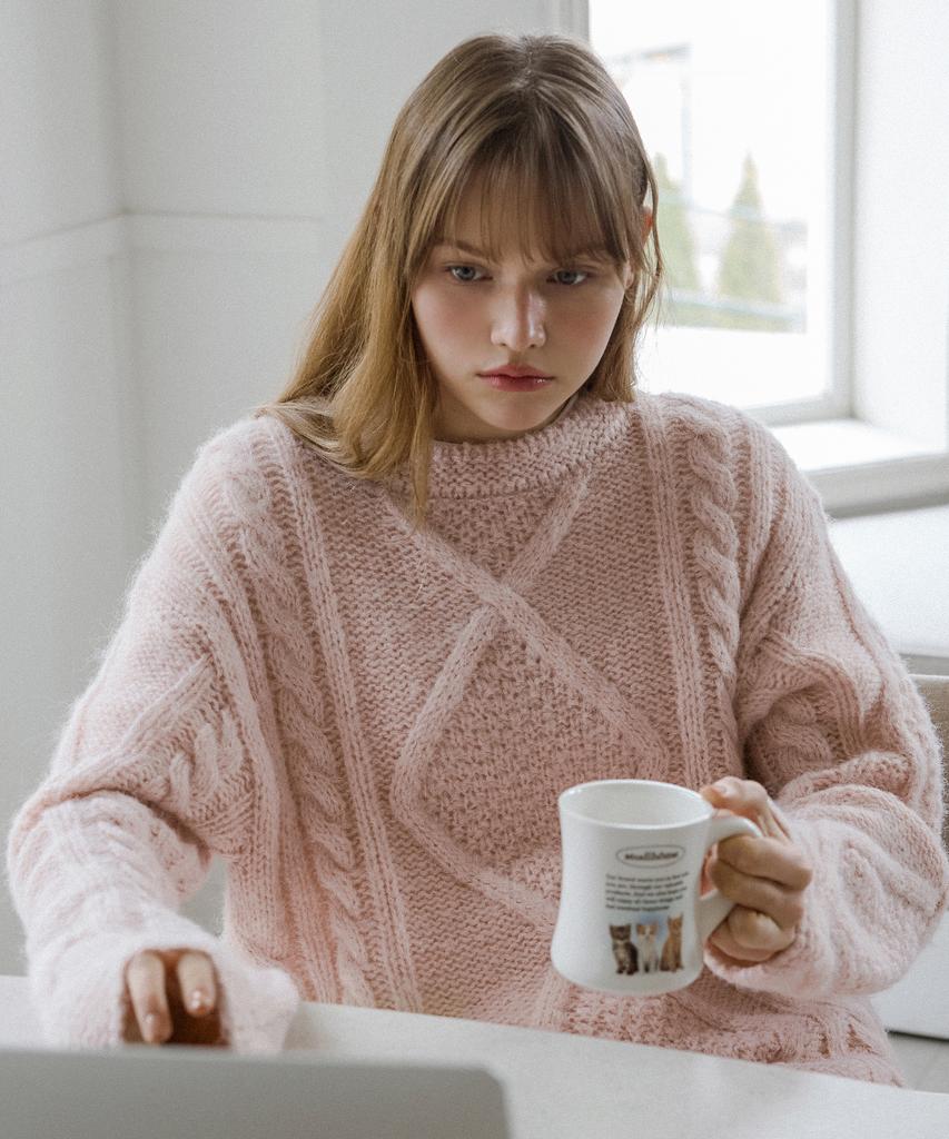 LETTERA Alpaca Wool Cable Knit_3Color