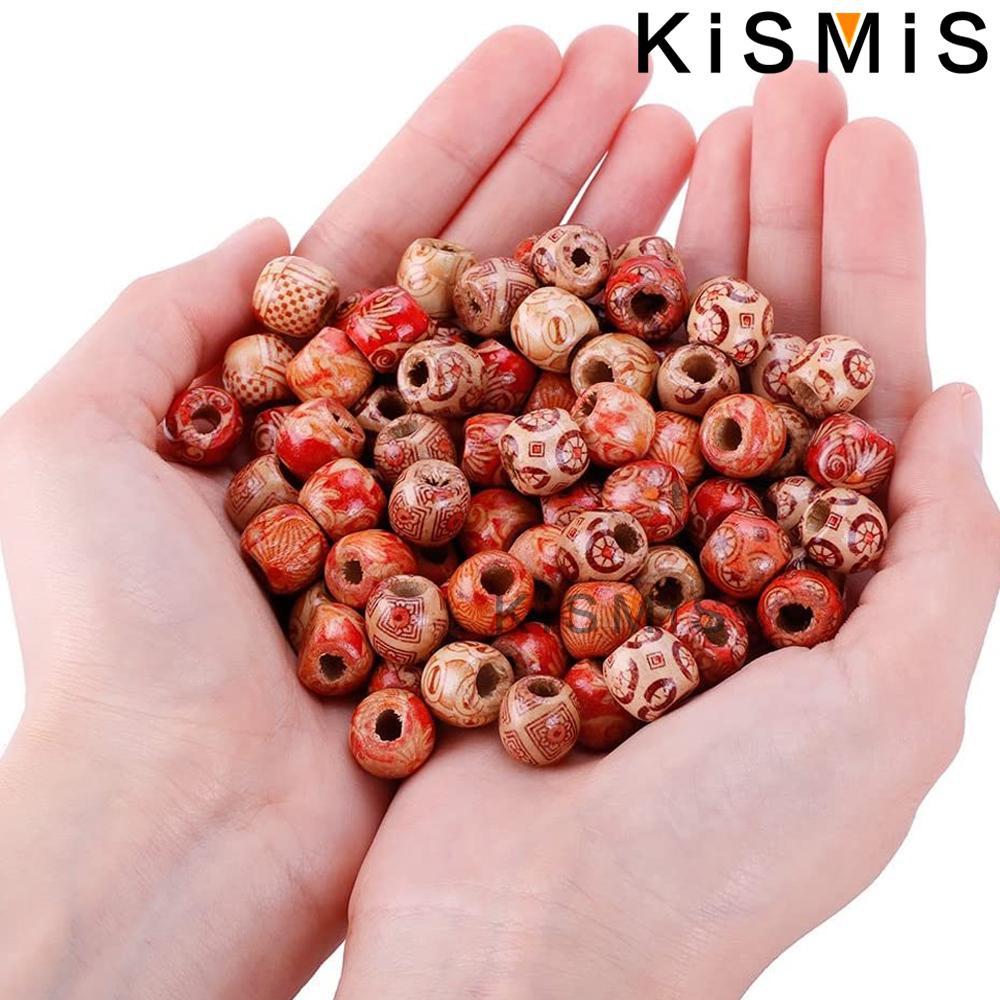 Painted Mixed Wood Beads for Jewelry Making and Hair Accessories 100Pcs/Pack 1Pack Optional