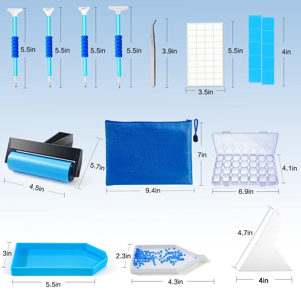 Diamond Painting Accessories,Diamond Painting Tools with Cute Blue Roller and Diamond Embroidery Box for DIY Diamond Painting Art