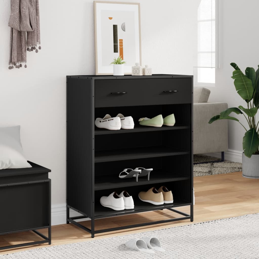 Shoe Cabinet Black 75x38x97.5 cm Particleboard Metal