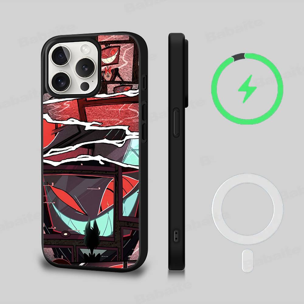 H-Hazbins-Hotels Magnetic Phone Case For IPhone 16 15 14 13 12 11 17 Pro Max Plus Wireless Charge Cover