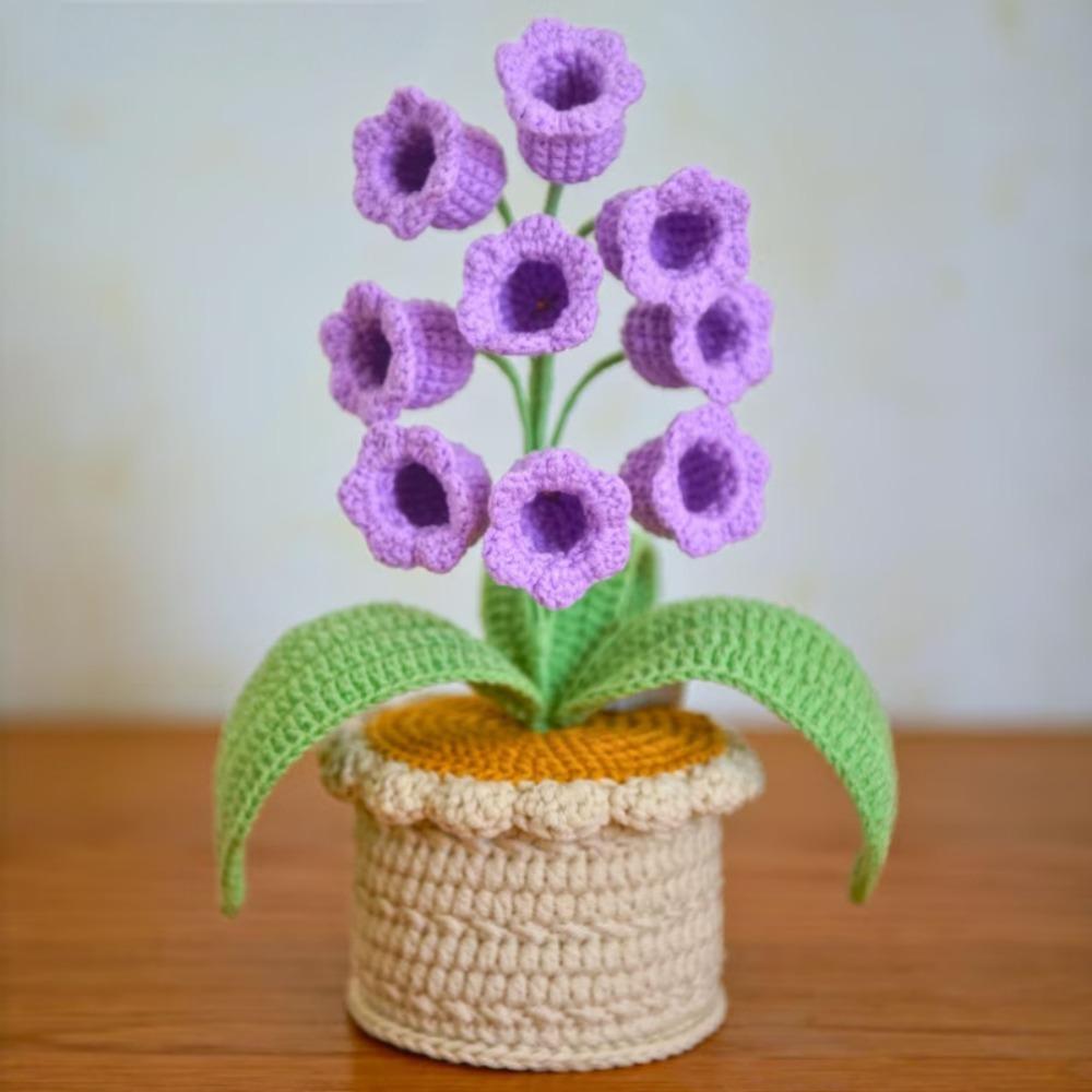 Knitting Wool Lily of The Valley Lamp Artificial Flowers 9 Glowing Crochet Artificial Flowers Handmade Crochet Orchid Gift