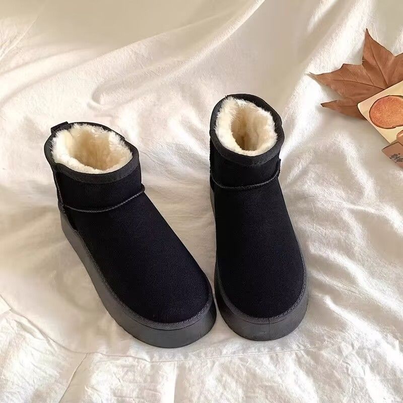 Snow boots winter velvet thickened Zhou Dongyu integrated with fur short tube thick sole heightening cotton boots