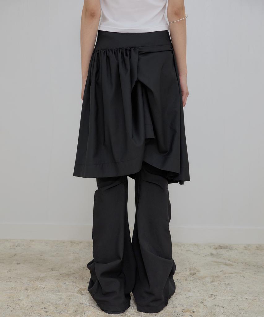 Peulleeoeob Asymmetrical Draped Midi Skirt (Fl-248_Black)