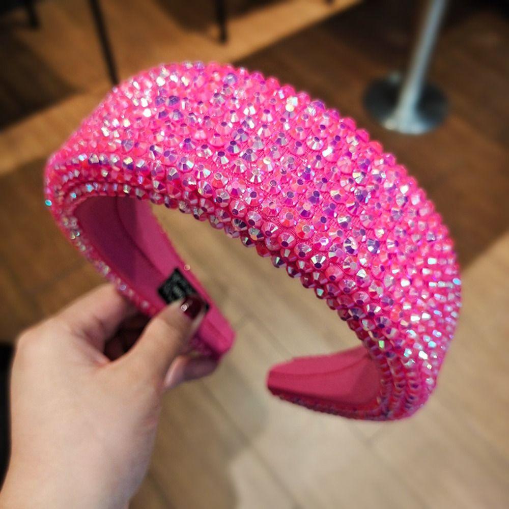 Wide Brim Full Rhinestone Headband Padded Design Hair Accessory Women Head Hoop  Shopping