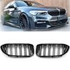 Car Front Bumper Racing Grille For BMW 5 Series G30 G31 520i 530i 540i M5 2017-2020 Double Slat Kidney Grill Glossy Black Grille