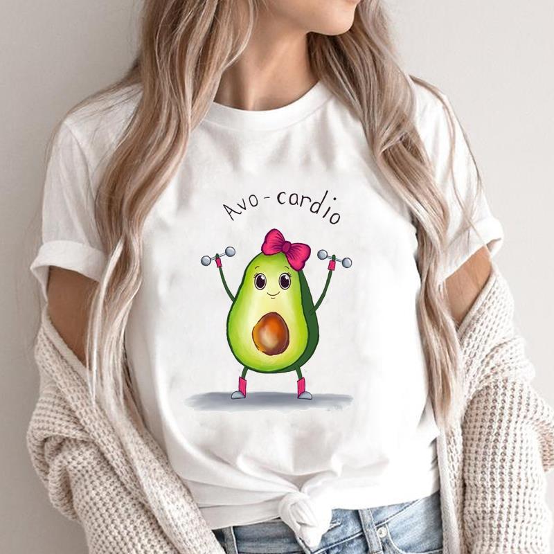 (Asian Size ) Graphic Tee Avocado Love Style Clothing Summer Sweet Trend  Print Female T Top Casual Short Sleeve Women Fashion T-shirt