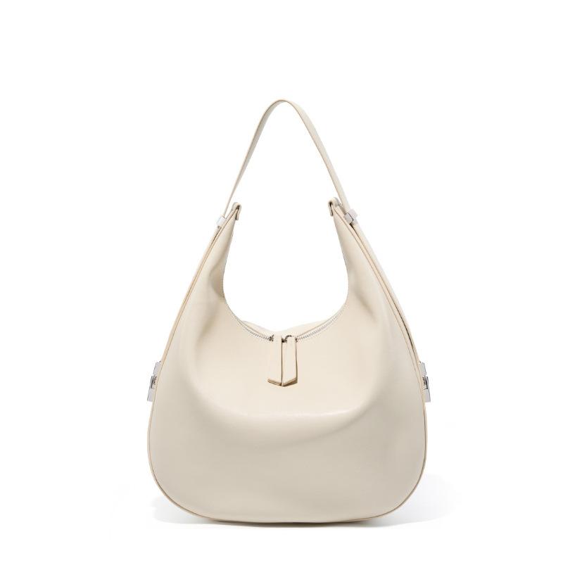 Real Cowhide Underarm Bag Niche Design Large Capacity Shoulder Messenger Bag Light Luxury Crescent Moon Bucket Bag Handbag