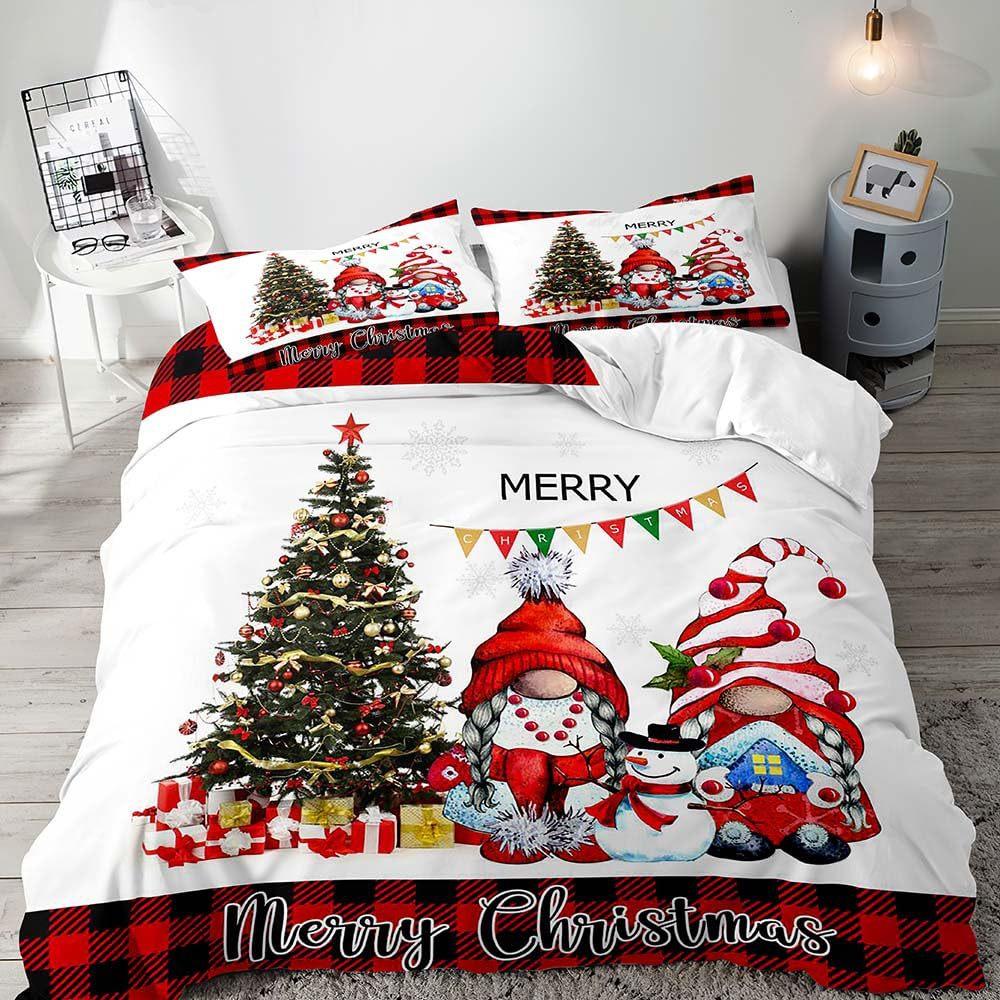 Fun Black Santa Three-Piece Quilt Cover Digital Printing Bedding Set Bed Cover