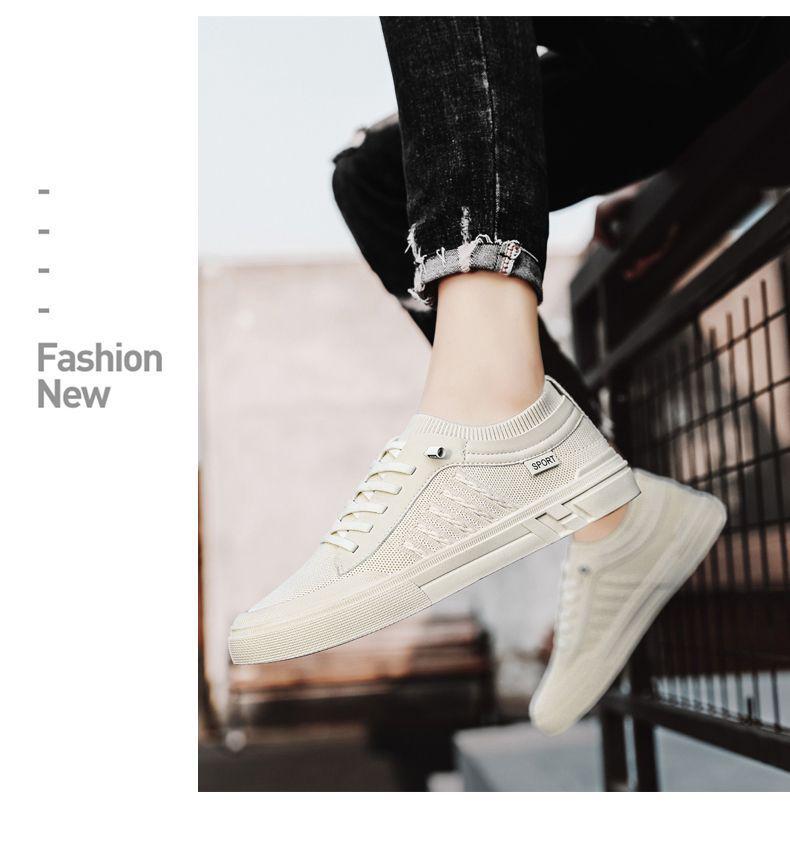 Sommarherrarnas Mesh Andningsbara Slip-on Sneakers: Luktbeständiga Flyknit Körskor för Skate