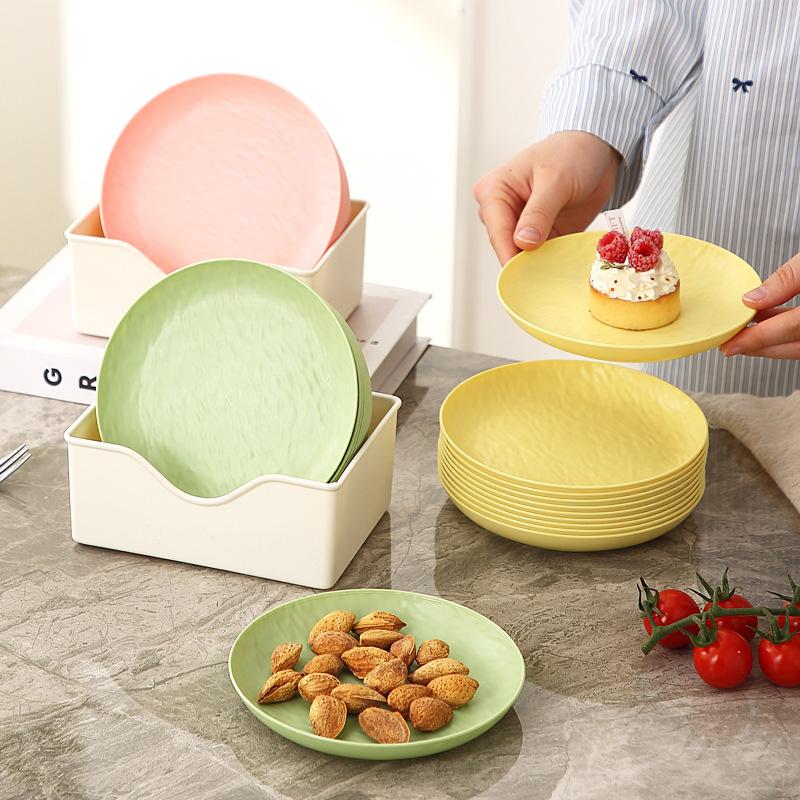 10ER-PACK 6,1 Zoll Weizenstroh-Teller, Unzerbrechliche Kunststoff-Essteller, Wiederverwendbare Leichte Kleine Teller für Dessert und Snacks