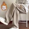 Men's Autumn and Winter Fleece-Lined Corduroy Pants Oversized Sporty Bell Bottoms Thickened Straight-Leg Pants Casual Style