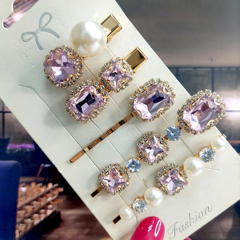 Neues Set Damen Haarspangen Schmuck Mode Kristall Haaraccessoires für Mädchen Luxus Perle Geometrische Haarspangen Nadeln Weihnachtsgeschenk
