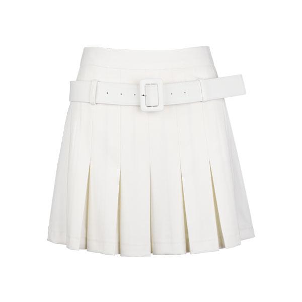 HENRY STUART Women'S Panel Pleated Belted Skirt White