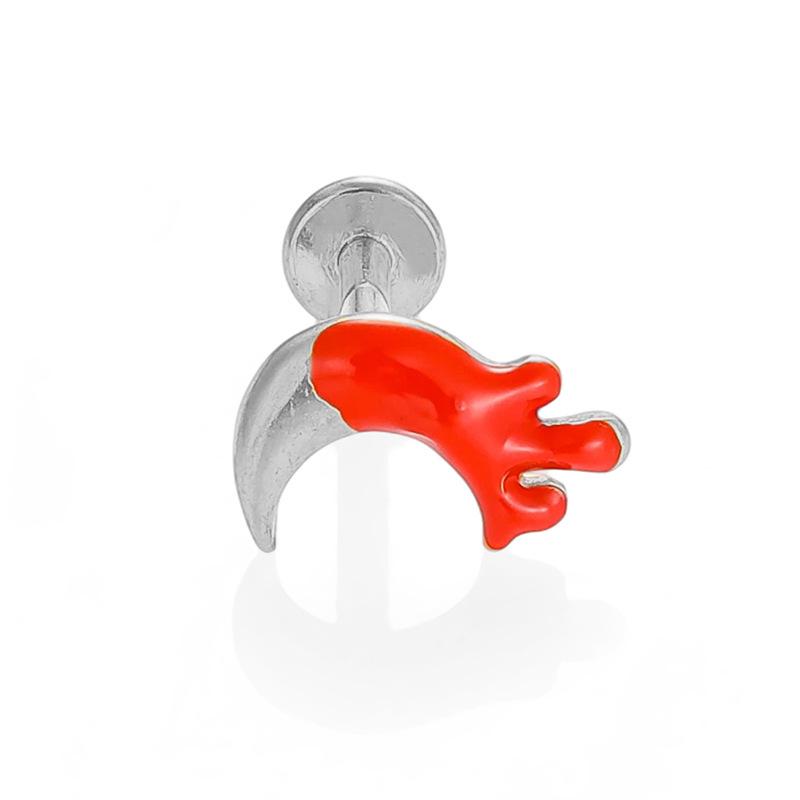 316L Stainless Steel Enamel Zircon Star & Moon Stud Earrings - Colorfast Unisex Jewelry