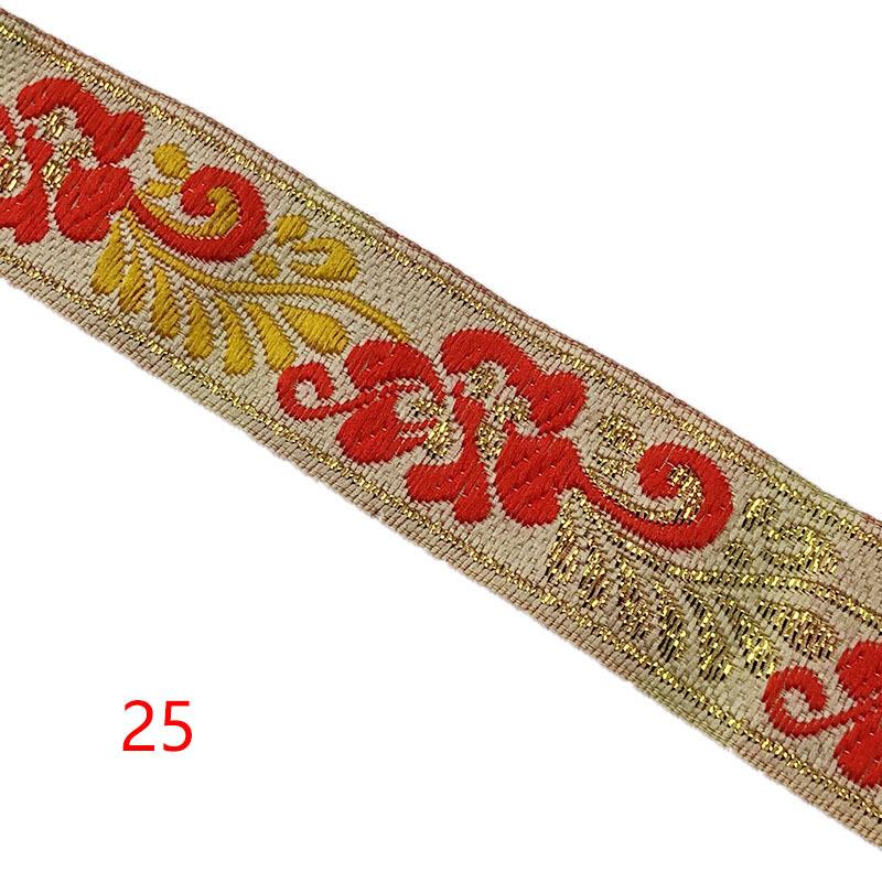 Diy handgefertigte Materialien 1 Streifen 7 Meter 2,5 cm Stickerei Ethnische Spitze Computer Jacquard Vorhang Heimtextilien Kleidung Spitzenzubehör