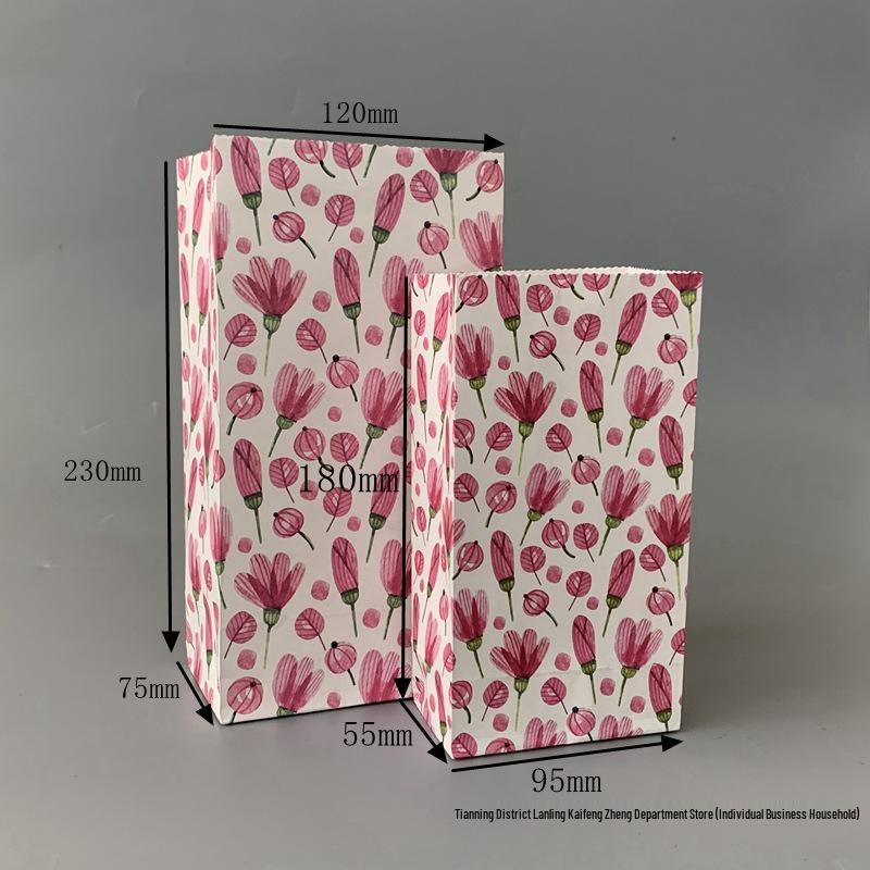 Small Floral Polka Dot Candy & Gift Paper Bag (Handle-Free, Flat Pocket for Cosmetics & Wedding Favors)