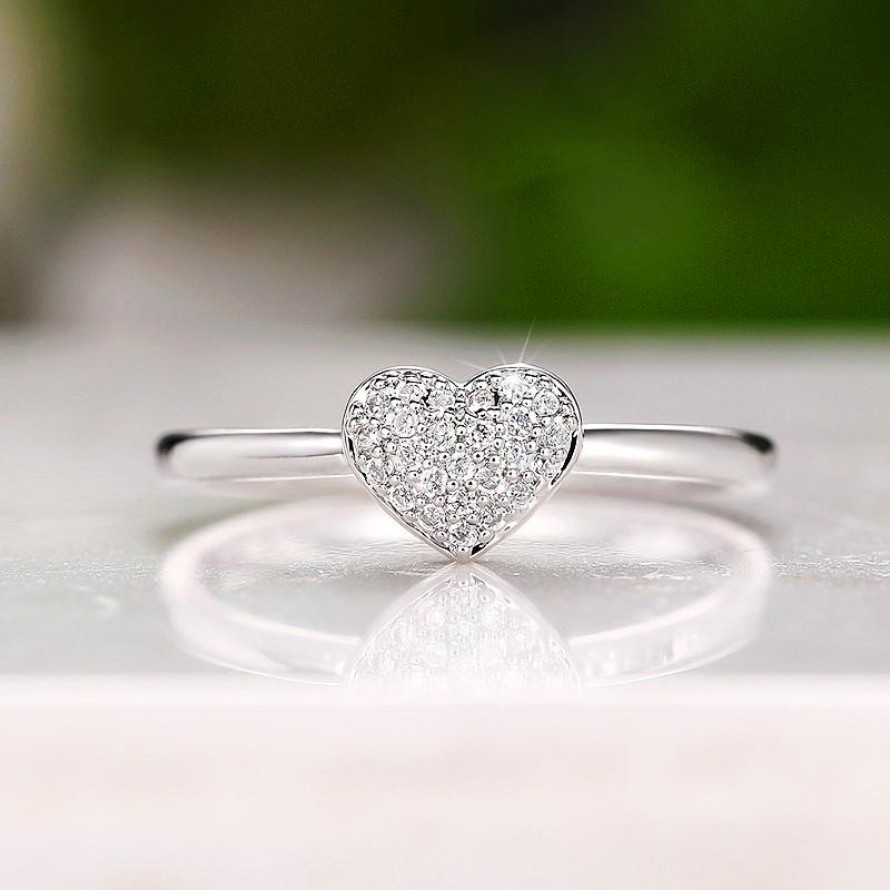 Huitan Dazzling Heart Rings Women Wedding Accessories  Color High Quality Love Rings Fancy Anniversary Gift Trendy Jewelry