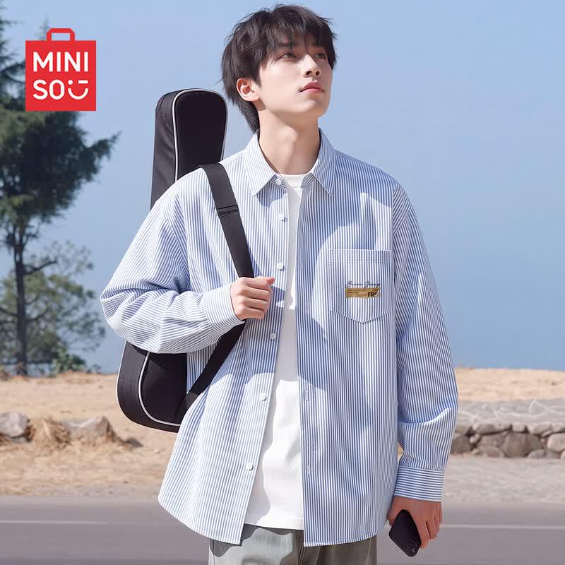 MINISO Men's Striped Oxford Loose Fit Shirt