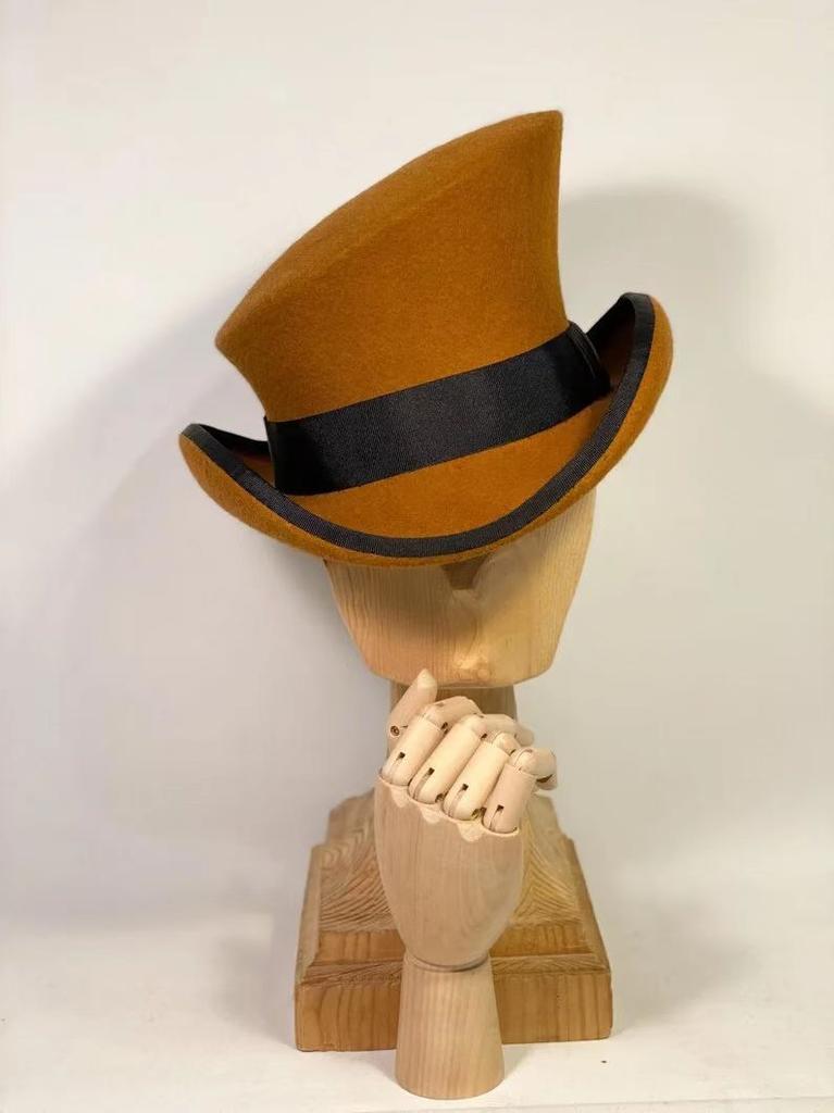 Women Men Asymmetric Top Wool Fedora Hat Magician Steampunk Cosplay Punk Party Caps Retro Fashion Ribbon Top Hat Dropshipping