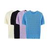 Spring 2025 Women's European-American Style Eight-Strand Braid Knit Top - Slimming, Short Sleeve, Round Neck