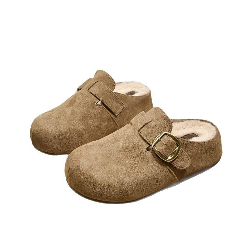 Fleece Birkenstock Halbschuhe Faulpelz Ein-Pedal 2025 Herbst neu dicksohlige Tasche Kopf Hausschuhe Damen Oberbekleidung Damenschuhe