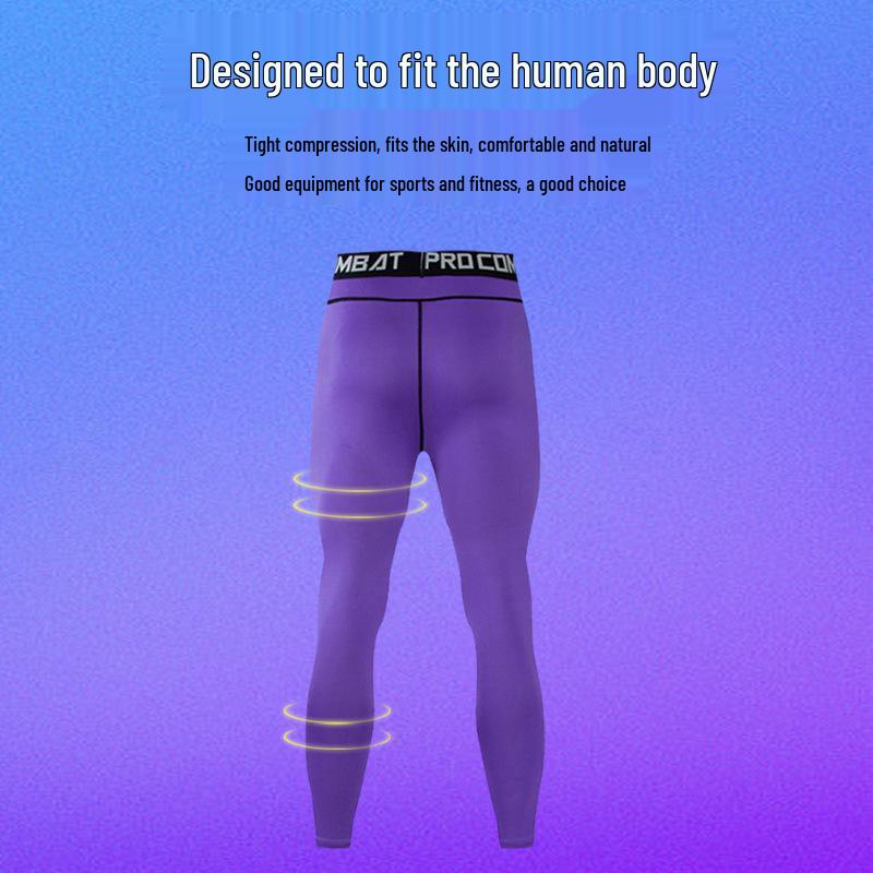 Men's Quick-Dry Compression Sports Pants: Tight, Breathable, High Elasticity for Basketball, Football, Running, and Fitness Training.