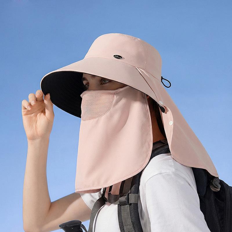 Spring Summer Sun Hat Women's Outdoor Cycling Removable Mask Sunscreen Hat Big Hat Brim Shawl Neck Protection Fisherman Hat