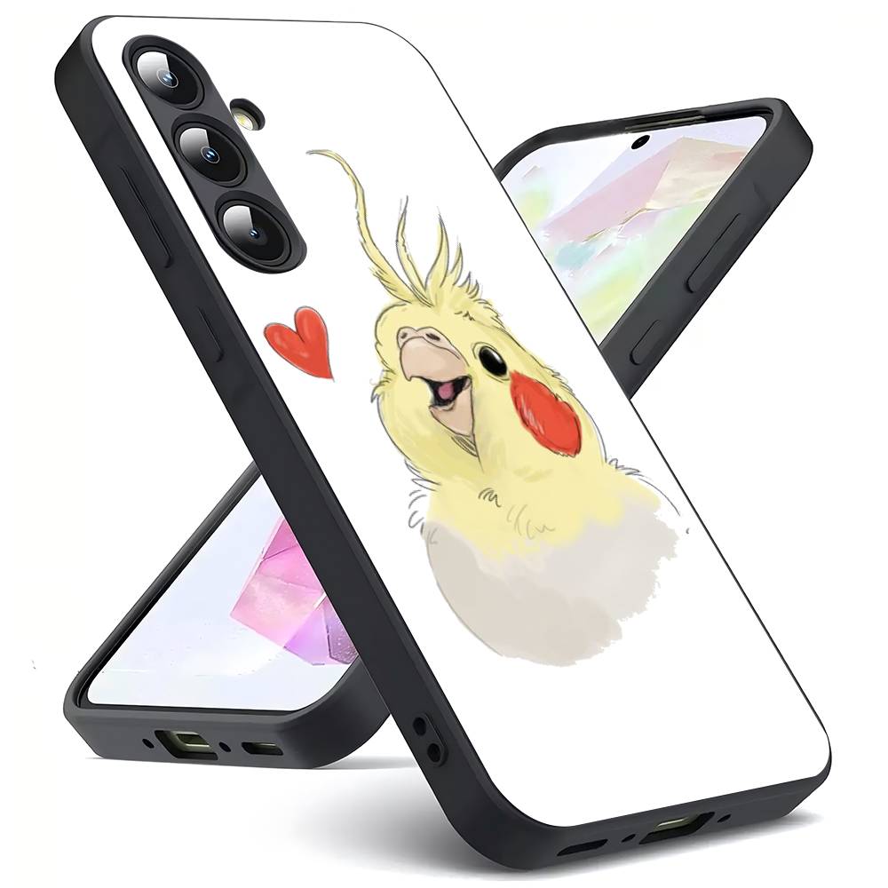 Cartoon Parrot Luxury Black Phone Case For Samsung Galaxy S23 S24 S25 Ultra S22 Plus S21
