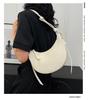 Trendy Lychee Grain French Crescent Crossbody Bag - High-End Fashionable Saddle Design