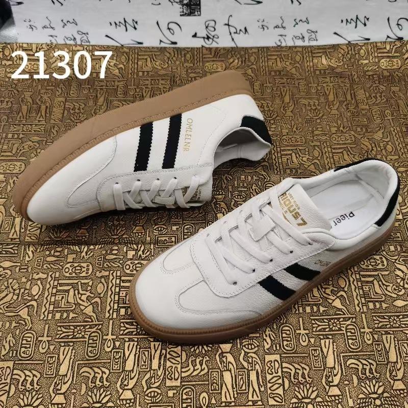 Autumn sports leather shoes men's cowhide round head trend fashion casual men's versatile leather shoes
